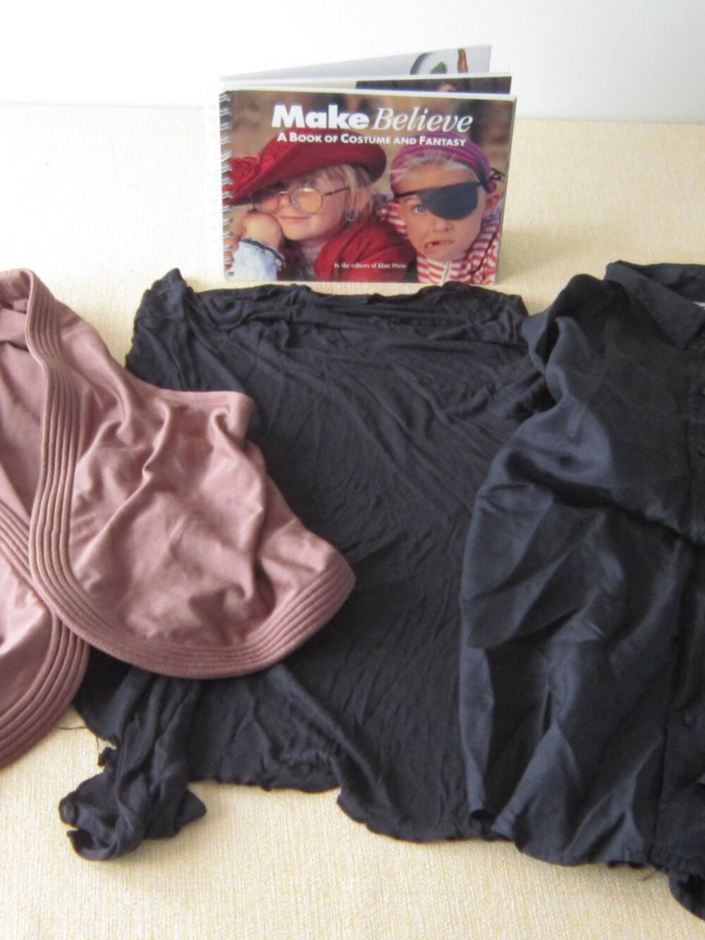 Halloween Genie vest, 2 long-sleeve black shirts, Make Believe DYI book